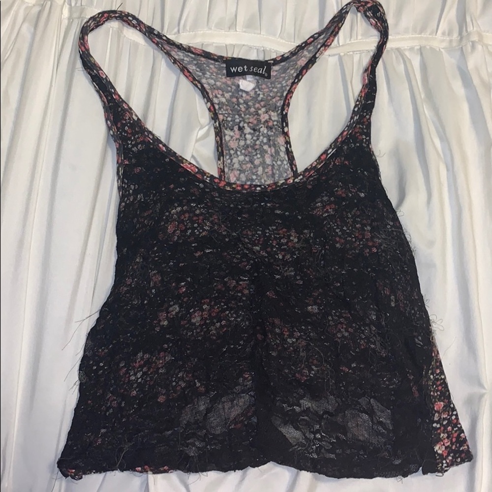 Floral lace tank